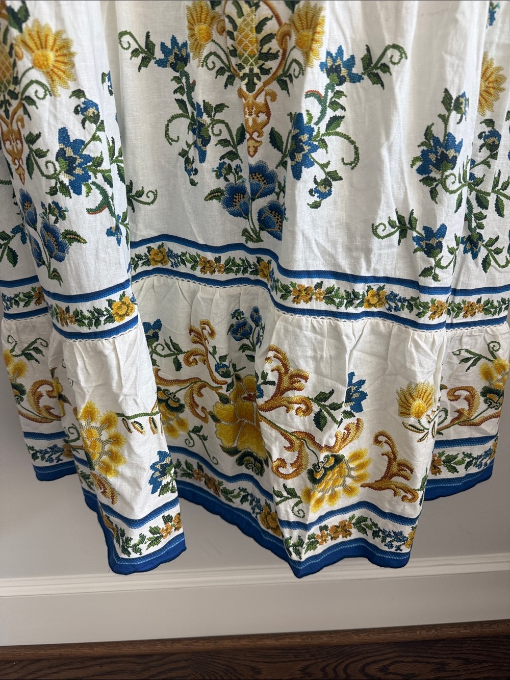 FARM Rio White Maxi Dress with Blue and Yellow Floral Embroidery - Picture 5 of 8